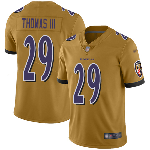 Baltimore Ravens Limited Gold Men Earl Thomas III Jersey NFL Football #29 Inverted Legend